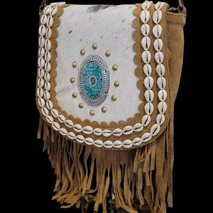 2024 Cowhide Crossbody Leather Bag Fringe Cowhide Brand New embellished
